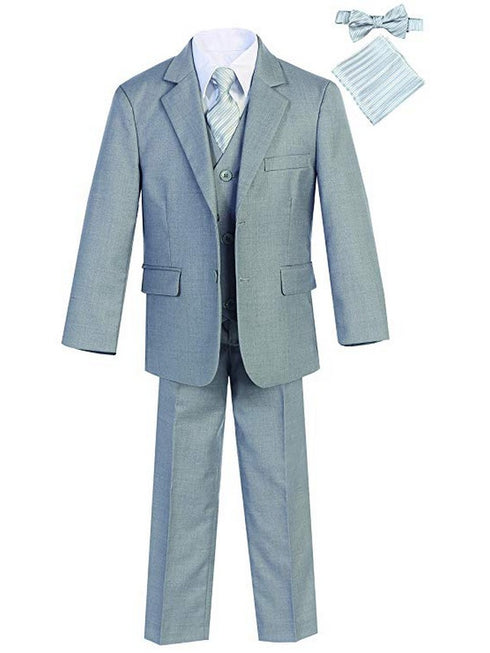 Magen Kids Big Boys Husky Fit Tie Pocket Square 7 Pc Suit 8-20 - SophiasStyle.com