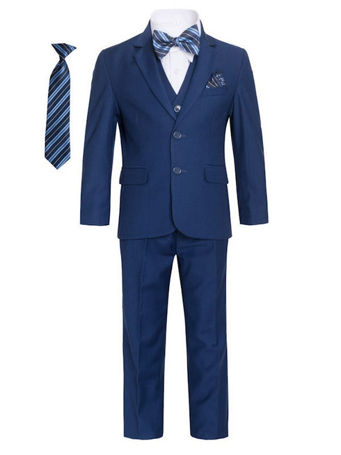 Magen Kids Boys Slim Fit 7 Pc Tie Bow Tie Pocket Square Suit 12M-18 - SophiasStyle.com