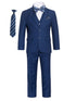 Magen Kids Boys Slim Fit 7 Pc Tie Bow Tie Pocket Square Suit 12M-18 - SophiasStyle.com