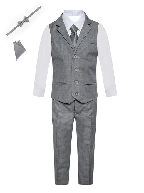 Magen Kids Boys Pant Vest Shirt 6 Piece Suit Vest Set 12M-14 - SophiasStyle.com