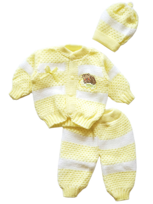 Unisex Baby Multi Color Crochet Hat Sweater Pant 3 Pc Set Newborn - SophiasStyle.com