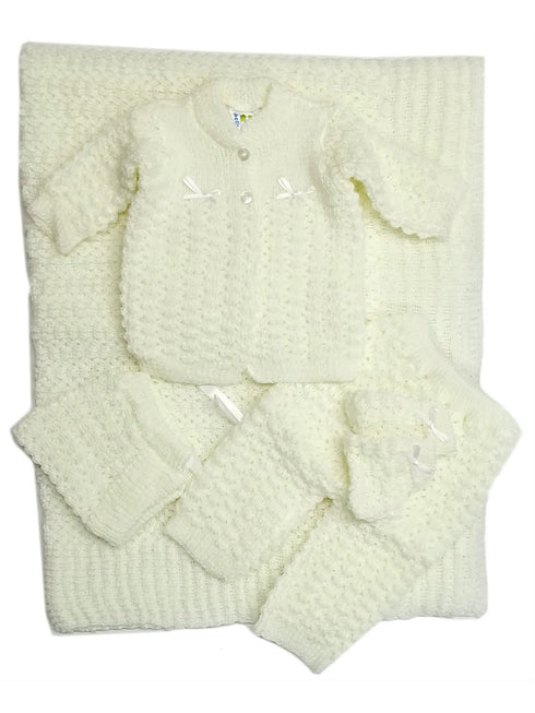 Unisex Baby Multi Color Blanket Mittens Pants Sweater Set Newborn - SophiasStyle.com