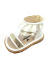 Mooshu Trainers Little Girls White Squeaky Lucy Ruffle Strap Sandals 5-9 Toddler - SophiasStyle.com