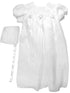 Baby Girls White Lace Satin Ribbon Bonnet Christening Dress Outfit 0-24M - SophiasStyle.com
