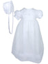 Baby Girls White Organza Sheer Flowers Bonnet Christening Dress Outfit 0-24M - SophiasStyle.com