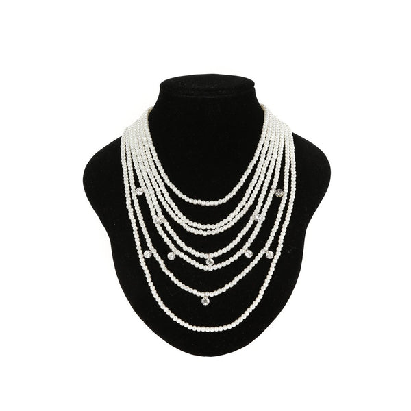 Cinderella Couture Pearl Rhinestone Multi Layer Necklace - SophiasStyle.com