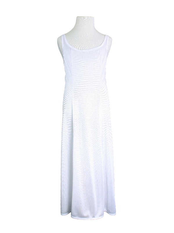 Girls White Simple Princess Style Straps Tea Length Nylon Slip 4-16 - SophiasStyle.com