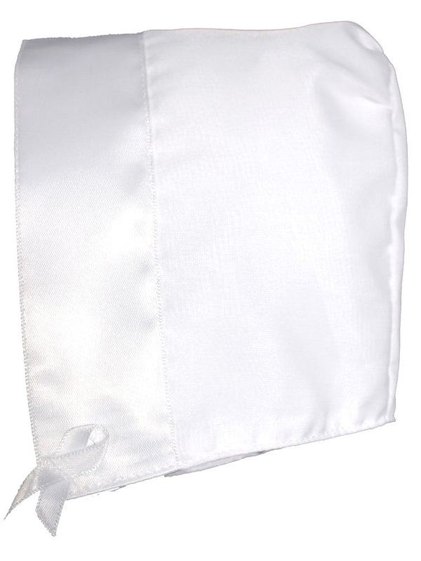 Little Things Mean A Lot White Organza Satin Trim Hand Made Bonnet 0-12M - SophiasStyle.com
