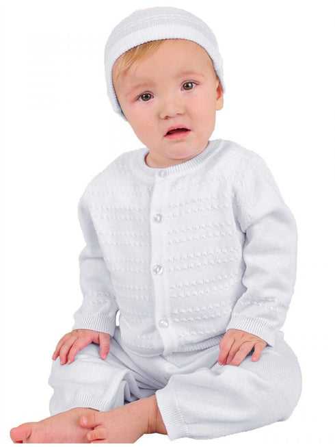 Little Things Mean A Lot Baby Boys White Aiden Christening Outfit Newborn-12M - SophiasStyle.com