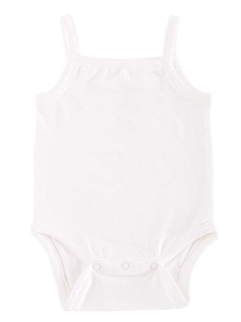 Little Things Mean A Lot Baby Girls White Bamboo Camisole Bodysuit 3-24M - SophiasStyle.com