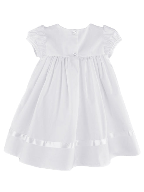 Baby Girls White Embroidered Satin Ribbon Headband Sarah Christening Dress 3-24M - SophiasStyle.com