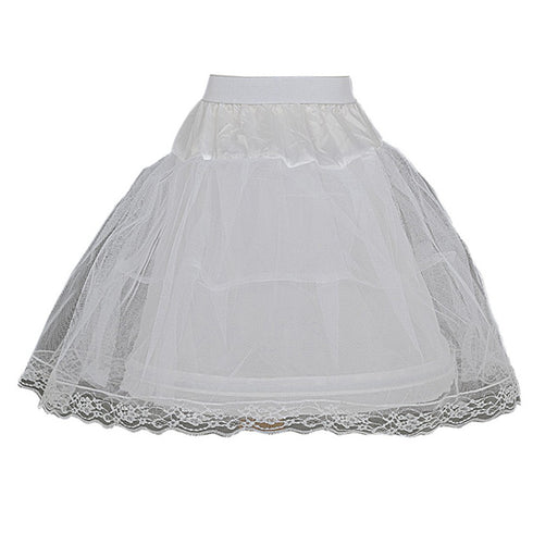 Girls White Wired Layered Lace Mesh Adjustable Waist Petticoat 2T-12 - SophiasStyle.com