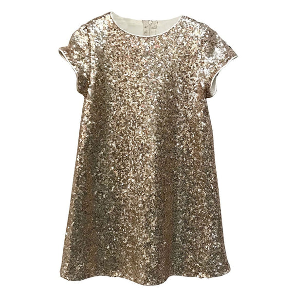 Big Girls Blush Pink Sparkle Sequin Katy Short Sleeve Shift Party Dress 8-12 - SophiasStyle.com