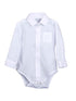 Baby Boys White Poly Cotton Button Up Dress Shirt Bodysuit NB-24M - SophiasStyle.com