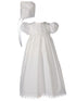 Baby Girls White Poly Cotton Teardrop Lace Bonnet Christening Gown 0-12M - SophiasStyle.com