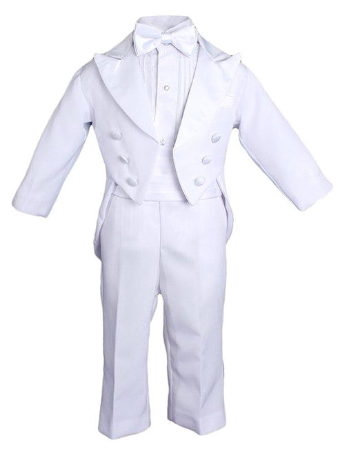 Baby Boys White 5 Pcs Shirt Jacket Pants Bow Tie Cummerbund Tuxedo Set 0-24M - SophiasStyle.com