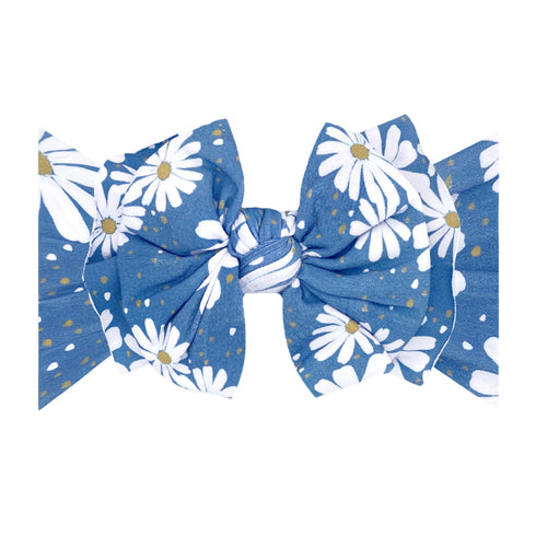 printed-fab-denim-daisy Baby Bling Bows clips headbands - Sophia's Style-