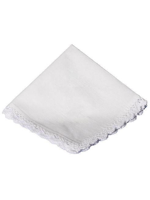Little Things Mean A Lot White Cotton Christening Handkerchief - SophiasStyle.com