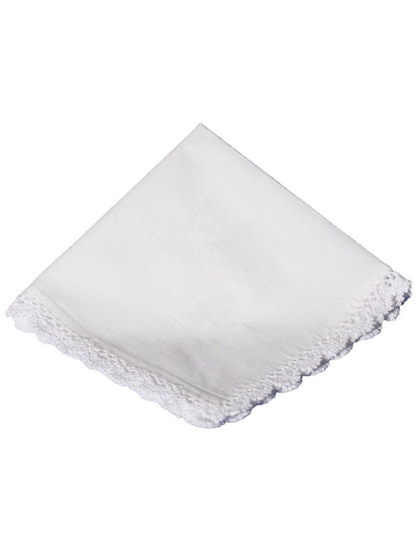 Little Things Mean A Lot White Cotton Christening Handkerchief - SophiasStyle.com
