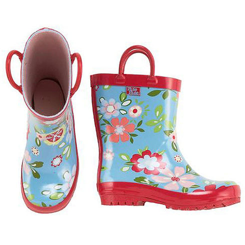 Pluie Pluie Toddler Little Girls Blue Floral Rain Boots 5-4 - SophiasStyle.com