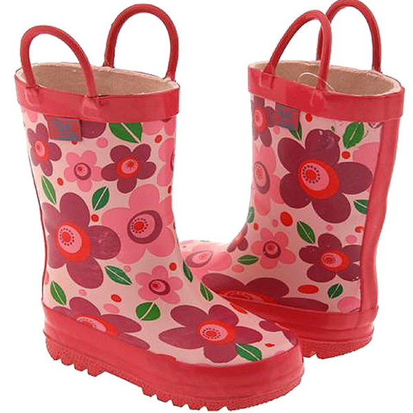 Pluie Pluie Toddler Little Girls Pink Flower Rain Boots 5-2 - SophiasStyle.com
