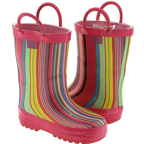 Pluie Pluie Toddler Little Girls Pink Stripe Rain Boots 5-2 - SophiasStyle.com