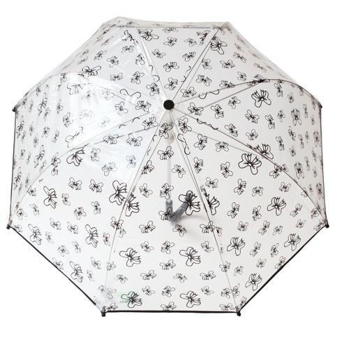 Pluie Pluie Girls Transparent Black Bow Umbrella - SophiasStyle.com