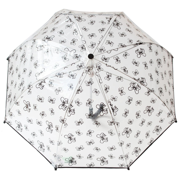 Pluie Pluie Girls Transparent Black Bow Umbrella - SophiasStyle.com