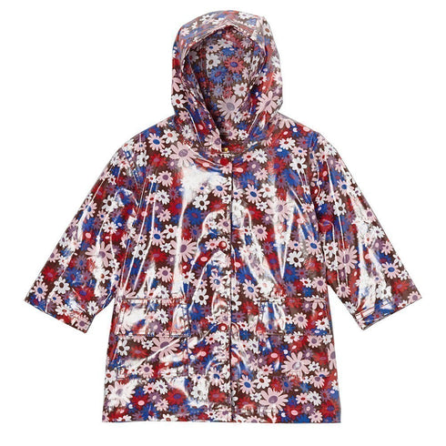 Pluie Pluie Little Girls Brown Floral Unlined Rain Coat Outerwear 1-6x - SophiasStyle.com