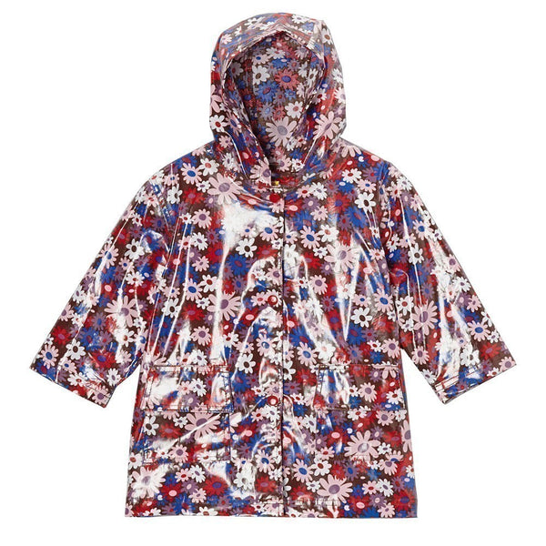 Pluie Pluie Big Girls Brown Floral Unlined Rain Coat Outerwear 7-10 - SophiasStyle.com