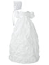 Baby Girls White Bonnet Rosette Taffeta Christening Dress Outfit 0-24M - SophiasStyle.com