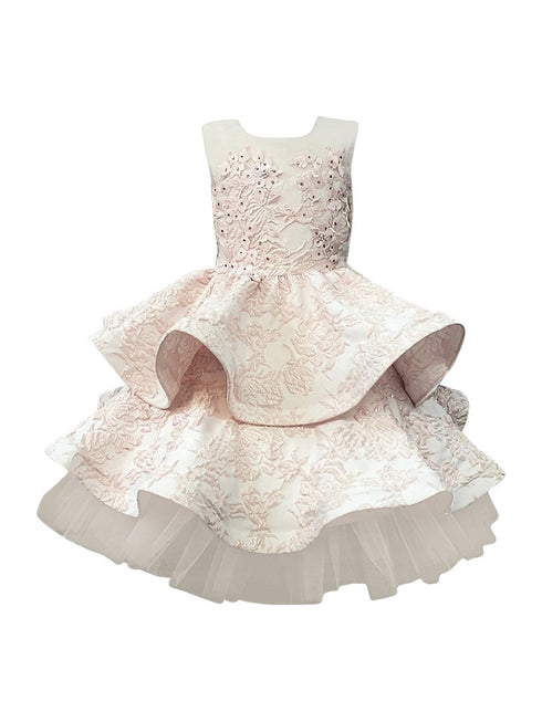 Petite Adele Girls Floral Jacquard Layered Flower Girl Dress 2T-12 - SophiasStyle.com