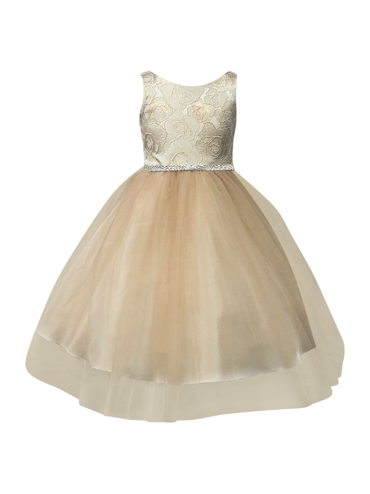 petite dress for christmas Adele Big Girls Champagne Floral Jacquard High Low 8-12, 10 formal one shoulder dresses formal to casual settings Size:42x32 60’s