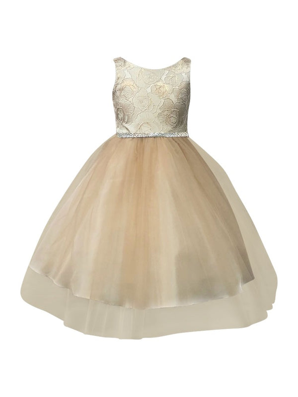 Petite Adele Girls Floral Jacquard Tulle High Low Hem Christmas Dress 2T-12 - SophiasStyle.com