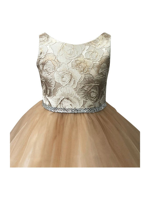 Petite Adele Girls Floral Jacquard Tulle High Low Hem Christmas Dress 2T-12 - SophiasStyle.com