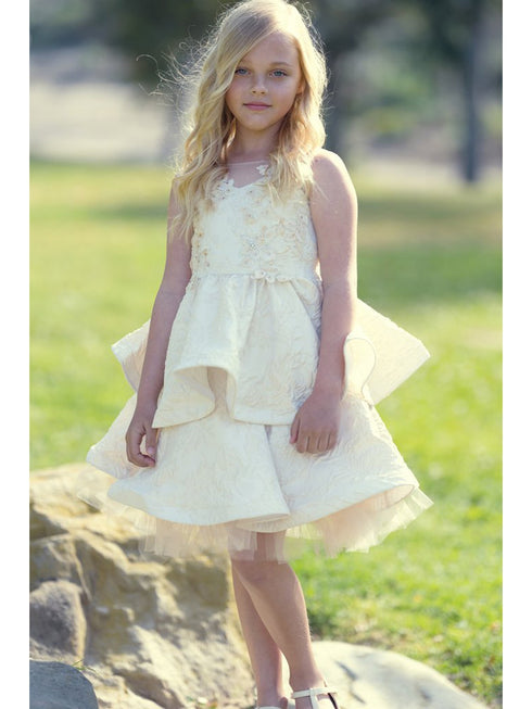 Petite Adele Girls Floral Jacquard Layered Flower Girl Dress 2T-12 - SophiasStyle.com