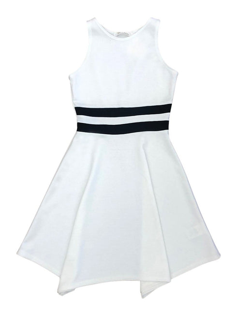 Petite Adele Big Girls Dual Stripe Hanky Hem Junior Bridesmaid Dress 8-16 - SophiasStyle.com