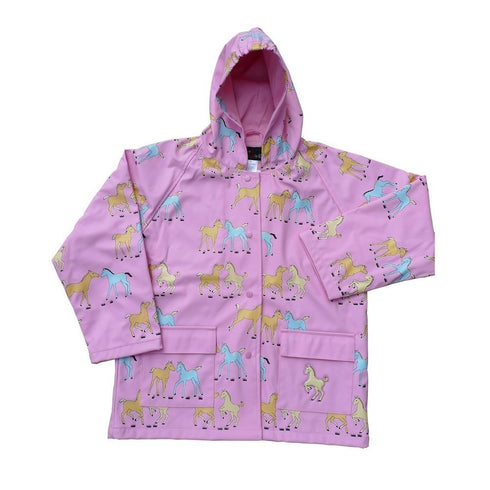 Big Girls Pink Pony Rain Coat 8-10 - SophiasStyle.com