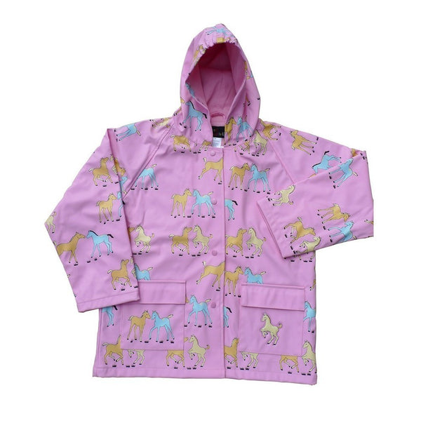 Big Girls Pink Pony Rain Coat 8-10 - SophiasStyle.com