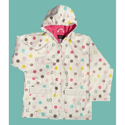 Baby Girls White Polka Dots Rain Coat 1T - SophiasStyle.com