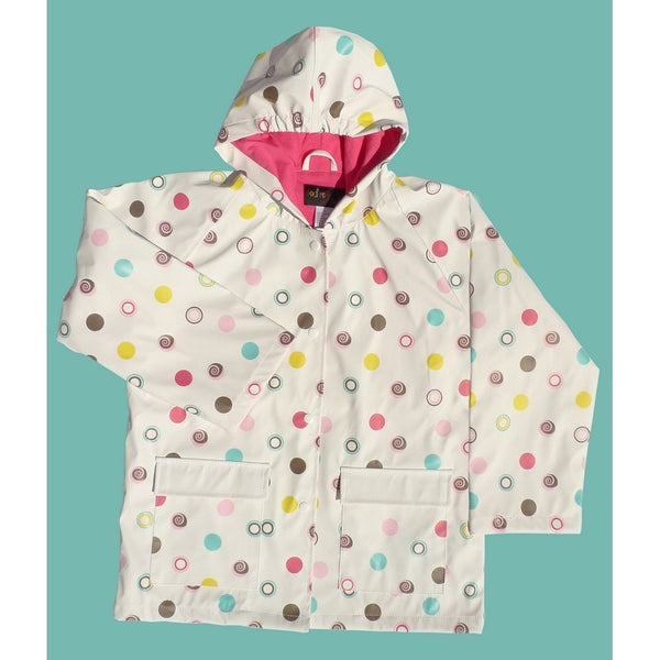 Little Girls White Polka Dots Rain Coat 2T-6 - SophiasStyle.com