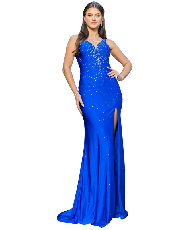 Bliss Sparkle Embellishments Deep Slit Long Dress for Women, Sizes XS-3XL - SophiasStyle.com