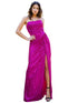 Bliss Fitted Strapless Ruched Sequin Slit Gown for Women, Sizes XS-3XL - SophiasStyle.com