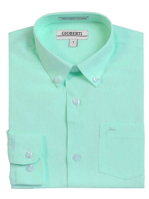 Gioberti Boy's Long Sleeve Oxford Button Down Dress Shirt, Sizes 2T-18 - SophiasStyle.com