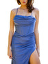 Bliss Stretch Gown for Women with Adjustable Corset Back and Draped Neckline, Sizes XS-3XL - SophiasStyle.com