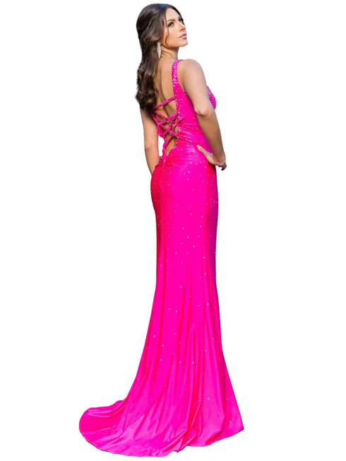Bliss Sparkle Embellishments Deep Slit Long Dress for Women, Sizes XS-3XL - SophiasStyle.com