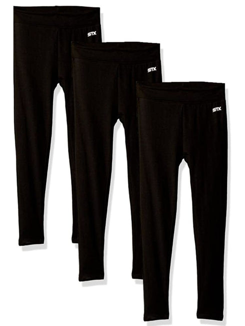 STX Little Girls Pack of 3 Black Cotton Spandex Leggings, Sizes 4-6X - SophiasStyle.com
