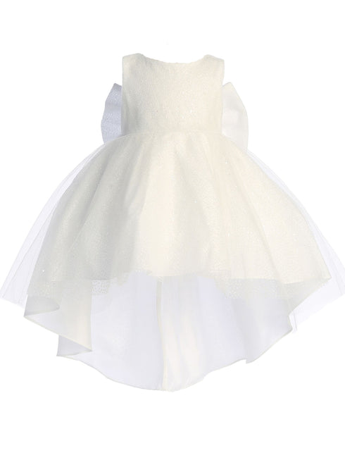 Tip Top Kids Girls Sparkling Full Length Dress with Tail and Large Bow Accent, Sizes 6 Months-12 - SophiasStyle.com