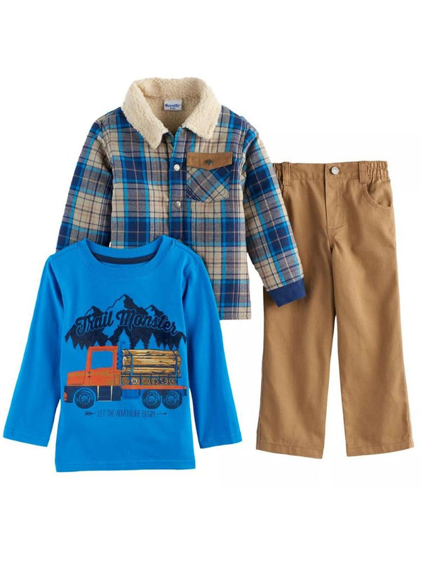 Nannette Baby 3 Piece Long Sleeve Top Jacket Pants Outfit Set, Sizes 12-24M - SophiasStyle.com