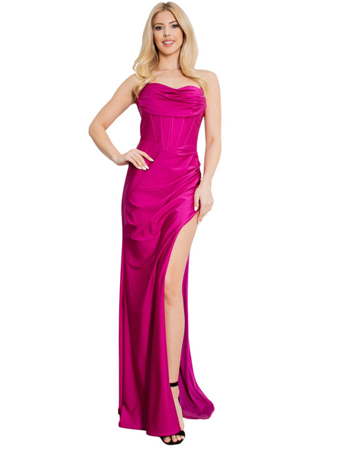 Bliss Stretch Gown for Women with Adjustable Corset Back and Draped Neckline, Sizes XS-3XL - SophiasStyle.com